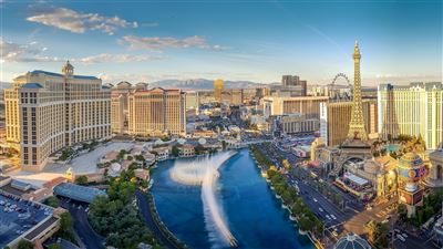 Blick auf die Bellagio Fountains